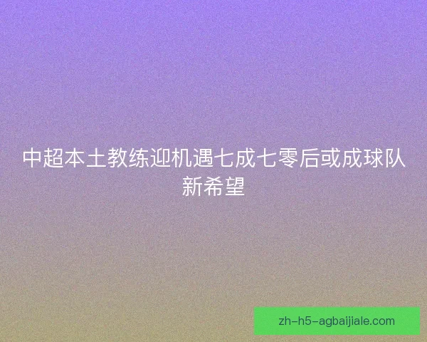中超本土教练迎机遇七成七零后或成球队新希望